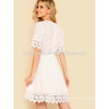 Lace Trim Eyelet bestickte Kleid Herstellung Großhandel Mode Frauen Bekleidung (TA3152D)